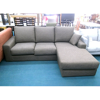 札幌【3人掛け布張りL字ソファ】幅214cm 左右組み換え可 シェーズロング