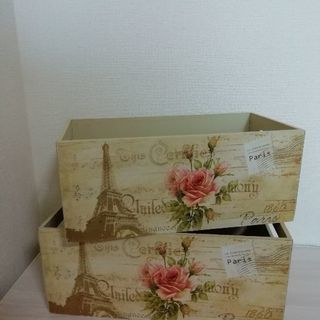 薔薇柄　アンティーク　木製箱