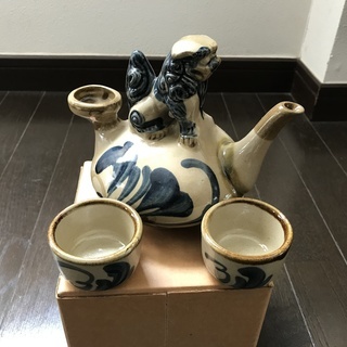 獅子一口カラカラ【新品未使用】（末吉窯壺屋焼：朝日陶器作）