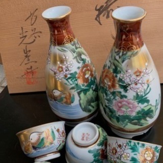 新品 九谷焼 金縁のトックリと湯のみ セット 