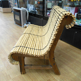 竹 ベンチ バンブー 幅116×奥行71×高さ82.5㎝ ライトブラウン系 イス 椅子 ☆ PayPay(ペイペイ)決済可能 ☆ 札幌市 清田区 平岡 竹 ベンチ バンブー 幅116×奥行71×高さ82.5㎝ ライトブラウン系 イス