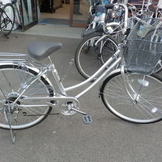 PayPay対応 自転車 シティーサイクル 26インチ ギア付6段 シルバー