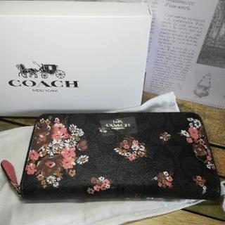 新品COACH長財布　花柄ブラックの画像