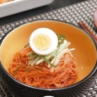 6月1日韓国料理交流会、ビビン麺、カムジャジョン(じゃがいもチヂミ)の画像