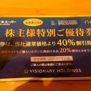 株主優待券　メガネスーパーフレーム４０%引き