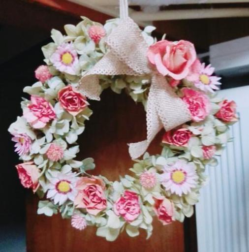 [値下げ]紫陽花リース(ピンク)