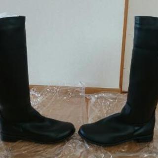 ロングブーツ 黒 合皮の画像
