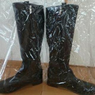 ロングブーツ 黒 合皮の画像