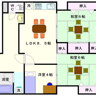 🌟ジモティー限定格安プラン🌟【グランピア聖涼園】2号タイプ！3ＬＤＫタイプ！人気のファミリー物件ですよ☆の画像