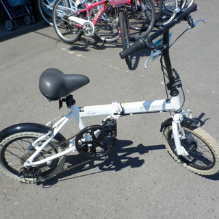PayPay対応 折りたたみ自転車 16インチ 白 鍵 切替 札...