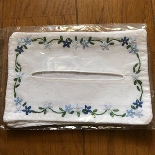 未開封 ベトナム製 手刺繍 花柄 ティッシュ ケース