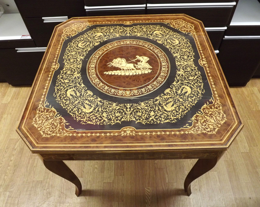 ゲームテーブル イタリア製 ルーレット チェス バックギャモン 象嵌 カジノ アンティーク 札幌 西岡店