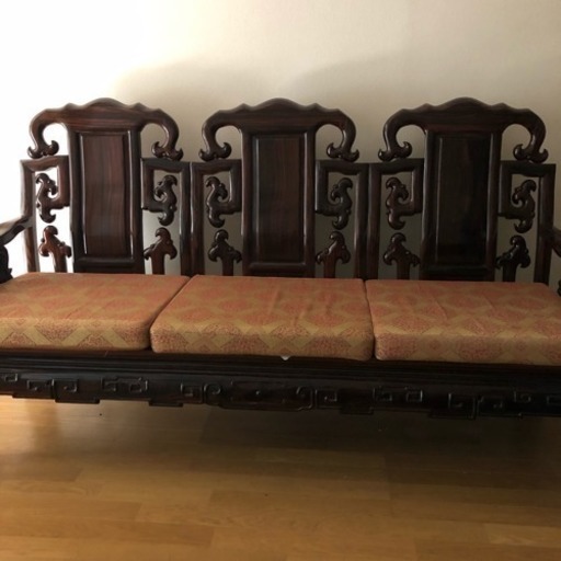 唐木家具 3P長椅子 と 1人椅子 *2