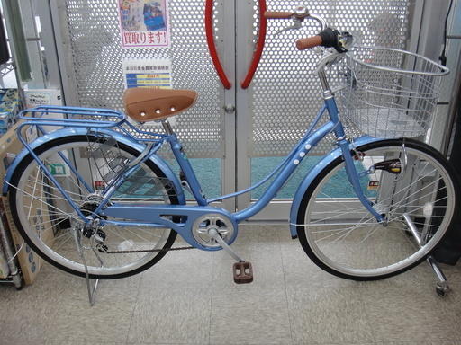26インチ シティサイクル 外装６段変速 LEDオートライト ノーパンクタイヤ 美品