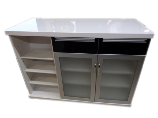 新札幌発 カウンターテーブル 収納棚 バーカウンター ホワイト