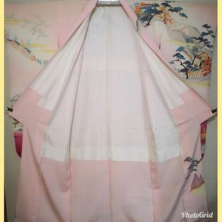 振り袖☆正絹 ピンク 鶴 松 御所車 文様 染め 襦袢セットの画像