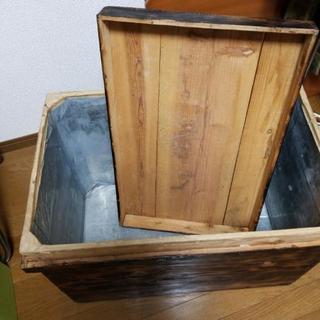 男前ビンテージ調☆茶箱のリメイク収納ボックス（焼杉？）の画像
