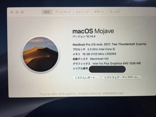 MacBook Pro【中古】【2019年1月購入】