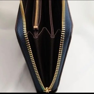 新品 メンズ 長財布 シンプル 黒 ブラック フェイクレザー ラウンドファスナーの画像