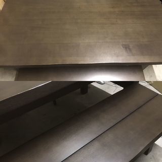 高級家具 タモ材 ダイニングテーブル イス２脚 ベンチシートセット 幅150cm×奥行90cm×高さ70cmの画像