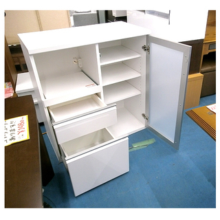 札幌 美品【真っ白いミドルレンジボード】幅89cm ホワイト/白 レンジ台 