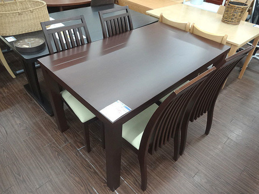 札幌 引き取り ４人掛けダイニングセット こげ茶系 食卓テーブル イスセット