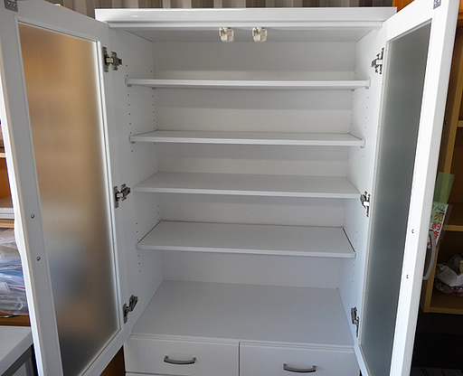 ☆札幌市内限定☆ 美品 ニトリ 食器棚 ホワイト 耐震ロック付 自社配送可 引取歓迎
