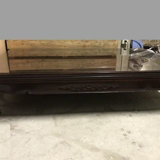 木製 大型 ちゃぶ台 ローテーブル 座卓 昭和レトロ ガラス板付...