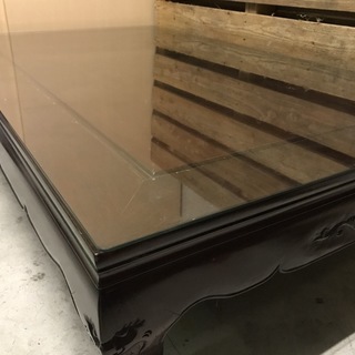 木製 大型 ちゃぶ台 ローテーブル 座卓 昭和レトロ ガラス板付 難あり 幅152cm×奥行92cm×高さ37cmの画像