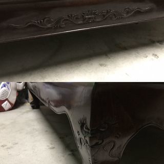 木製 大型 ちゃぶ台 ローテーブル 座卓 昭和レトロ ガラス板付 難あり 幅152cm×奥行92cm×高さ37cmの画像