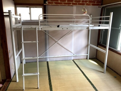 ★ロフトベッド（白）★シングル　★高さ調節可能