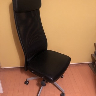 イケア ハイバックチェア レザー 黒 ブラック x 3脚の画像