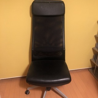 イケア ハイバックチェア レザー 黒 ブラック x 3脚の画像
