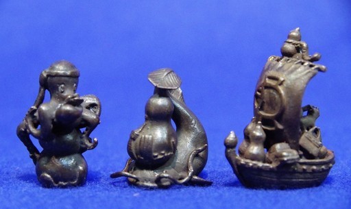 高岡銅器　盆景三品　添配　【宝船・ナマズ・蛸】　添え物　添景　豆置物