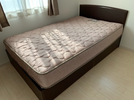 【総額10万円相当】ニトリ 引き出し付きセミダブルベッド+マットレス+ベッドパッド+ボックスカバー付き