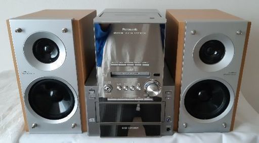 パナソニックＭＤステレオシステム SC-PM57MD  シルバー　CDカセットテープ　スピーカー