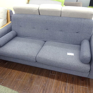 札幌 引き取り 2.5Pソファ 布張り グレー系 大型ソファ ミニクッション付き