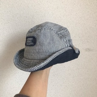 帽子 50cm 2way ハット ヒッコリー ストライプ 綿 散歩