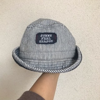 帽子 50cm 2way ハット ヒッコリー ストライプ 綿 散歩の画像