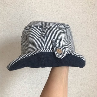 帽子 50cm 2way ハット ヒッコリー ストライプ 綿 散歩の画像