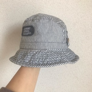 帽子 50cm 2way ハット ヒッコリー ストライプ 綿 散歩の画像