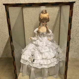 フランス人形 昭和レトロ ガラスケース付 幅49cm×奥行49c...