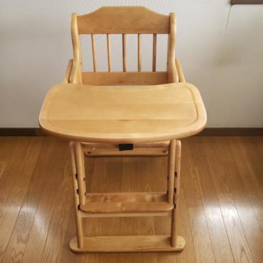【取引中】木製ベビーチェア テーブル 天然木 折り畳み