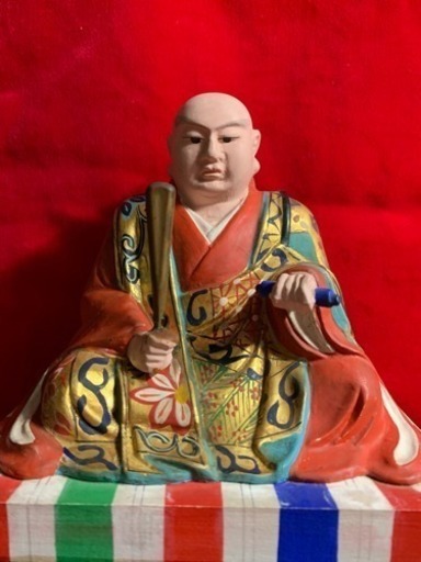 細密極上 彩色 日蓮大聖人坐像 手彫り木彫り