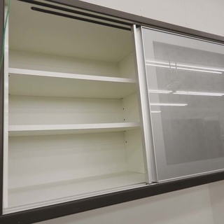 大型レンジボード 幅約120㎝ ダークブラウン×ホワイト キッチン収納 