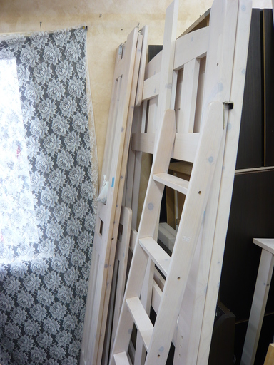 木製 ロフトベッド ハイベッド シングル すのこ板 シンプル 白　西岡店