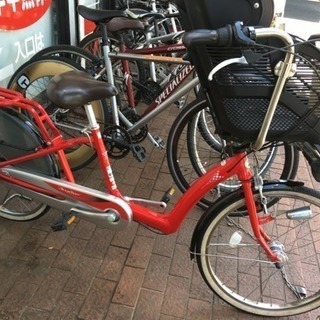 お買い得【大阪市】アンジェリーノ　赤　子供乗せ自転車 　チャイルドシート アンジェリーナ 電動自転車 赤 チャイルドシート、3人乗り