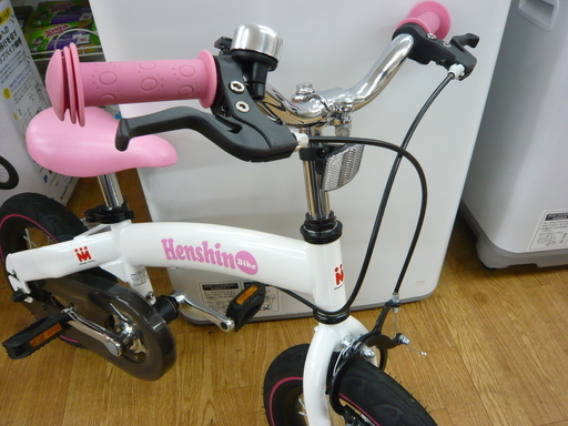 へんしんバイク　12インチ ホワイト×ピンク 3歳～ バランスバイク→自転車に☆　西岡店