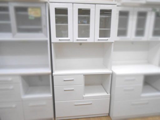 ニトリ レンジボード 幅88×奥41×高180cm 白エナメル 食器棚 NITORI ☆ PayPay(ペイペイ)決済可能 ☆ 札幌市 清田区 平岡