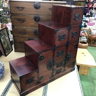 展示品　飛鳥工芸家具　欅箪笥　欅 ケヤキ材　階段箪笥　整理箪笥　タンス民藝 展示品 飛鳥工芸家具 欅箪笥 欅 ケヤキ材 階段箪笥 整理箪笥 タンス民